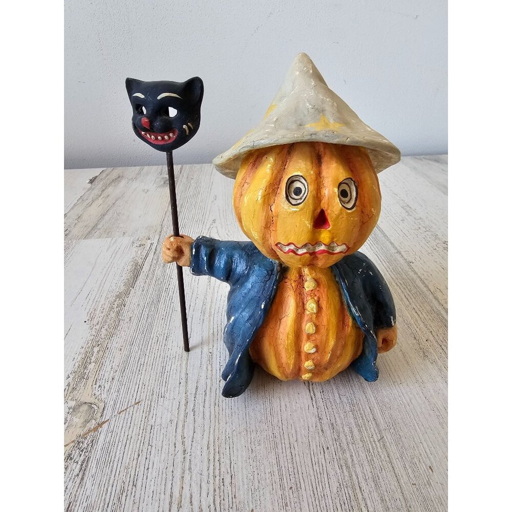 Bethany lowe pumpkin parade RARE scarecrow cat mask Halloween figurine statue de